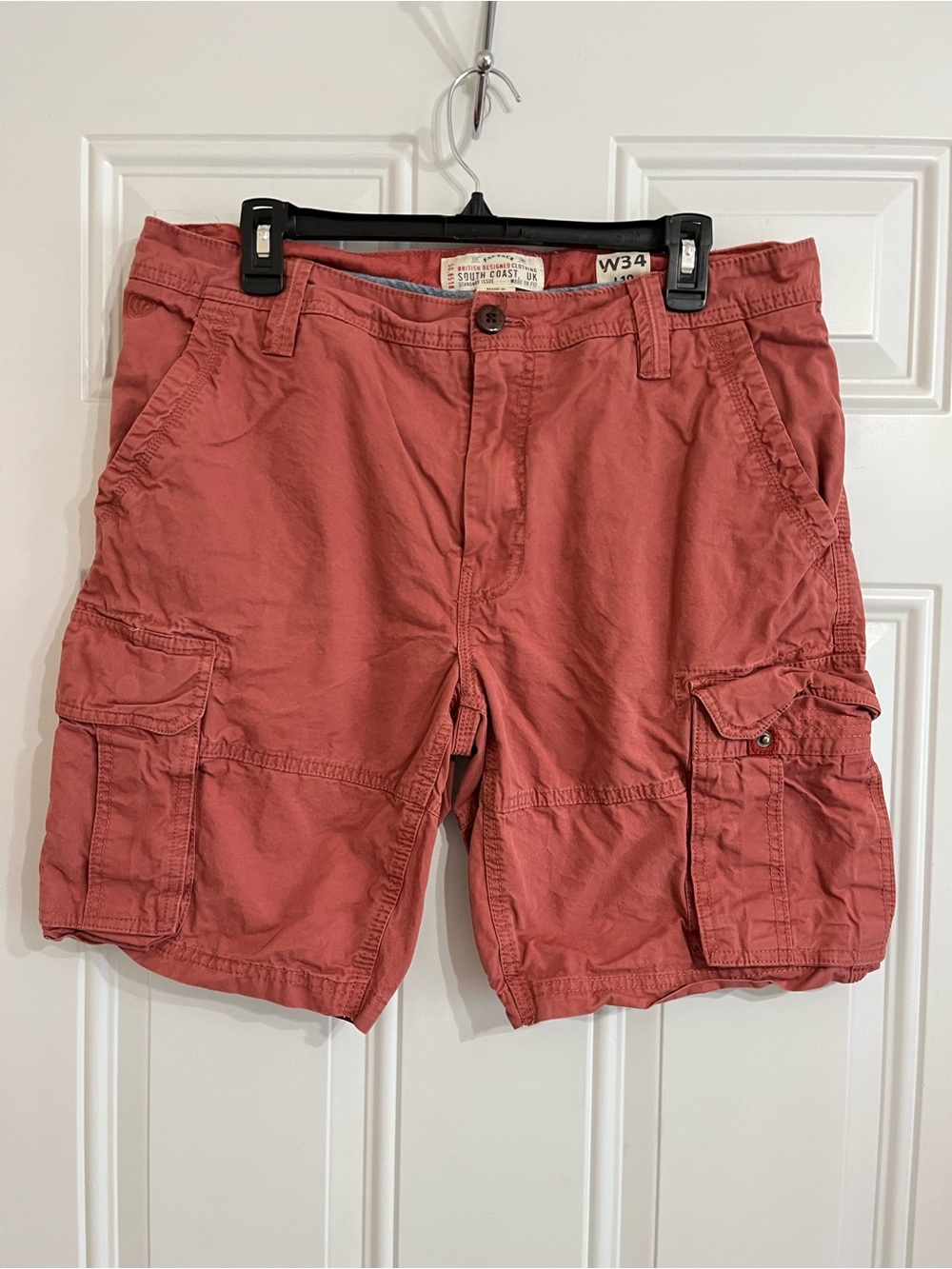 Fat Face Cargo Shorts Men’s W34 Coral Pink Cotton Military Utility Combat Army